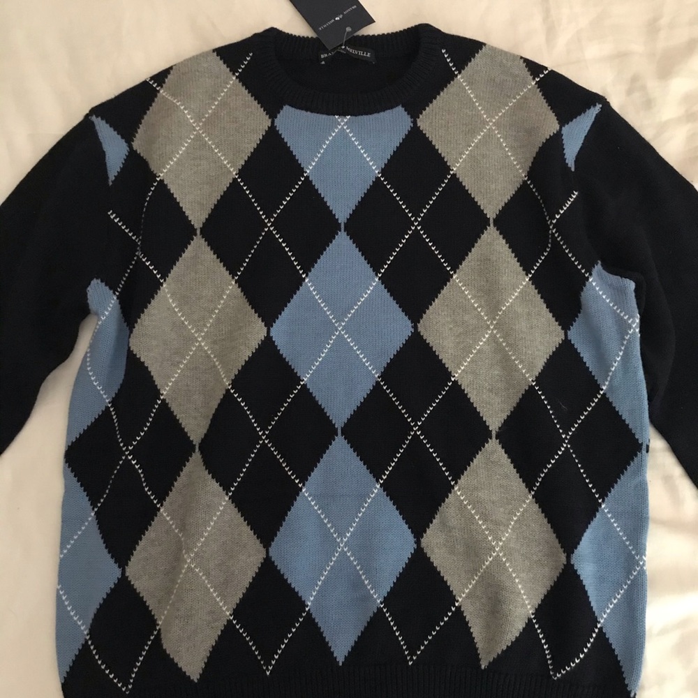 Brandy Melville Argyle navy Bernadette sweater very rare 💙